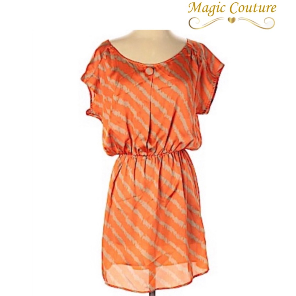T-Bags LA Striped V-Neck Dress with Big Button Detail 🧡💛🧡